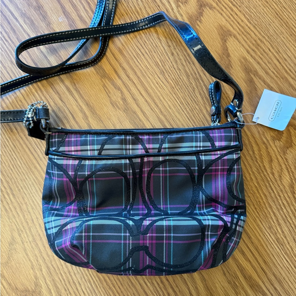 Small coach purse NWT sparkling C design black & pink